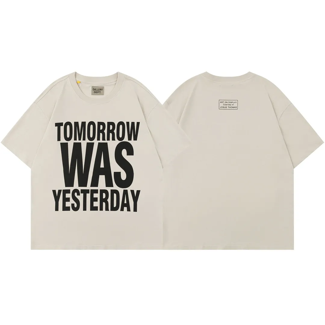 Model D105 Gallery dept European and American washed trendy brand printed high street T-shirts are the same for men and women. After washing and shaping, they will not change shape and will not pill. They are comfortable and breathable. Apricot color S to XL, p106